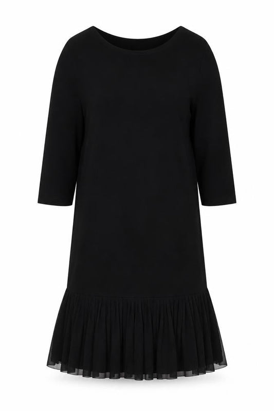TU Womens Black Viscose T-Shirt Dress Size 8 Boat Neck Pullover