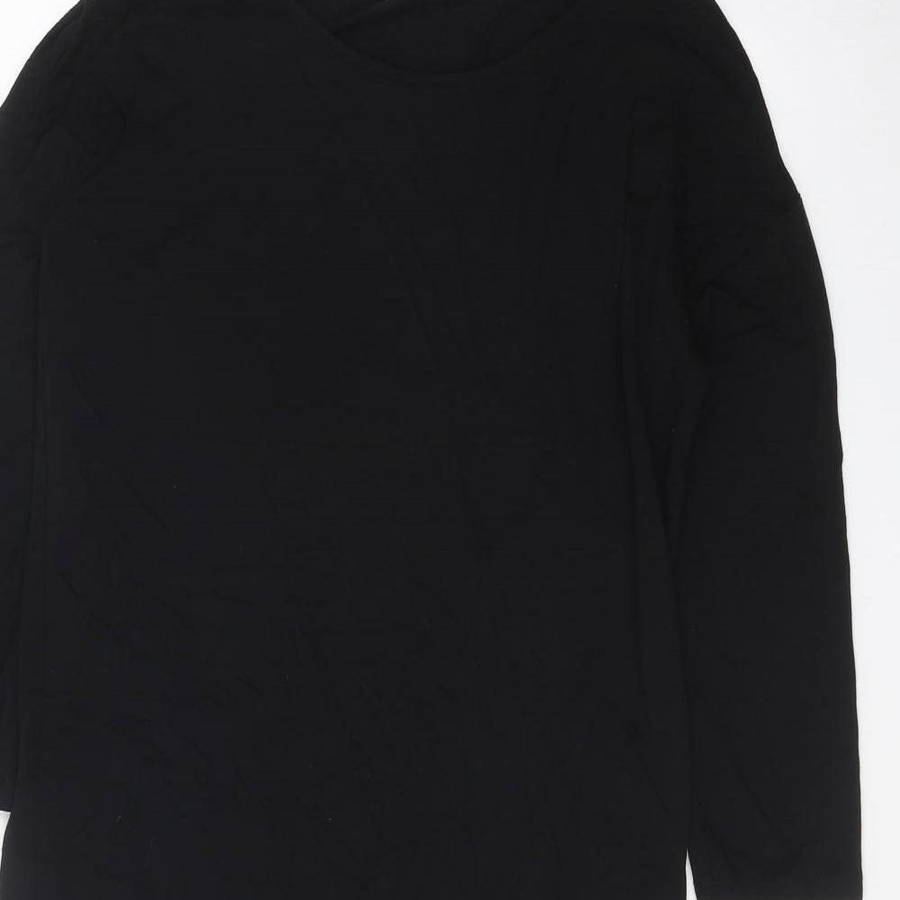 TU Womens Black Viscose T-Shirt Dress Size 8 Boat Neck Pullover