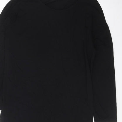 TU Womens Black Viscose T-Shirt Dress Size 8 Boat Neck Pullover