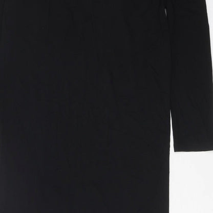 TU Womens Black Viscose T-Shirt Dress Size 8 Boat Neck Pullover