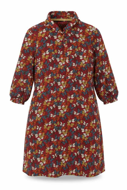Ness Womens Pink Geometric Viscose Shirt Dress Size 14 Collared Button - Butterfly Pattern