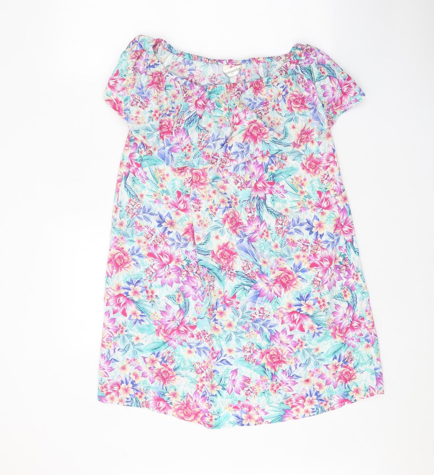 Accessorize Womens Multicoloured Floral Viscose A-Line Size XS Boat Neck Pullover