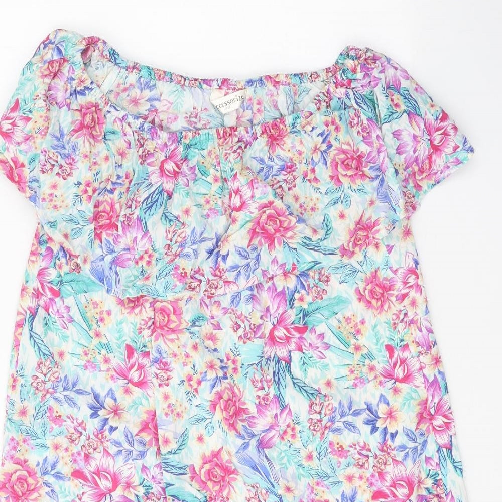 Accessorize Womens Multicoloured Floral Viscose A-Line Size XS Boat Neck Pullover