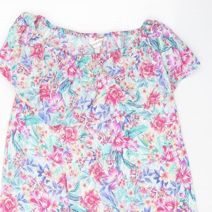 Accessorize Womens Multicoloured Floral Viscose A-Line Size XS Boat Neck Pullover