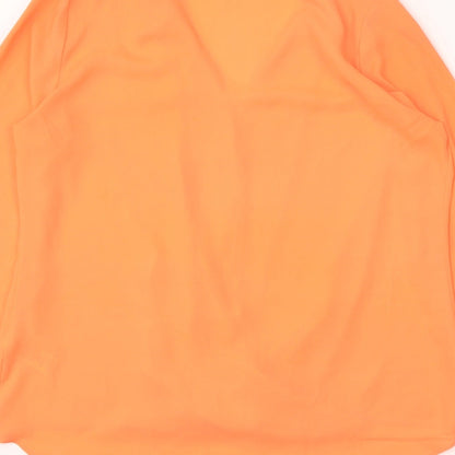 Wallis Womens Orange Polyester Wrap Blouse Size M Collared - Faux Wrap