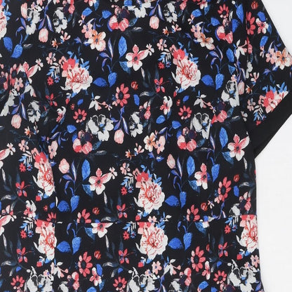 George Womens Black Floral Viscose Shift One Size Round Neck Zip