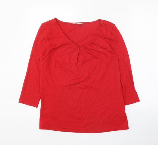 George Womens Red Viscose Basic Blouse Size 10 V-Neck