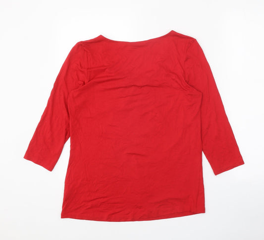 George Womens Red Viscose Basic Blouse Size 10 V-Neck