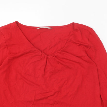 George Womens Red Viscose Basic Blouse Size 10 V-Neck