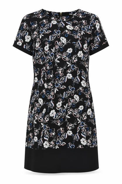 George Womens Black Floral Viscose Shift One Size Round Neck Zip