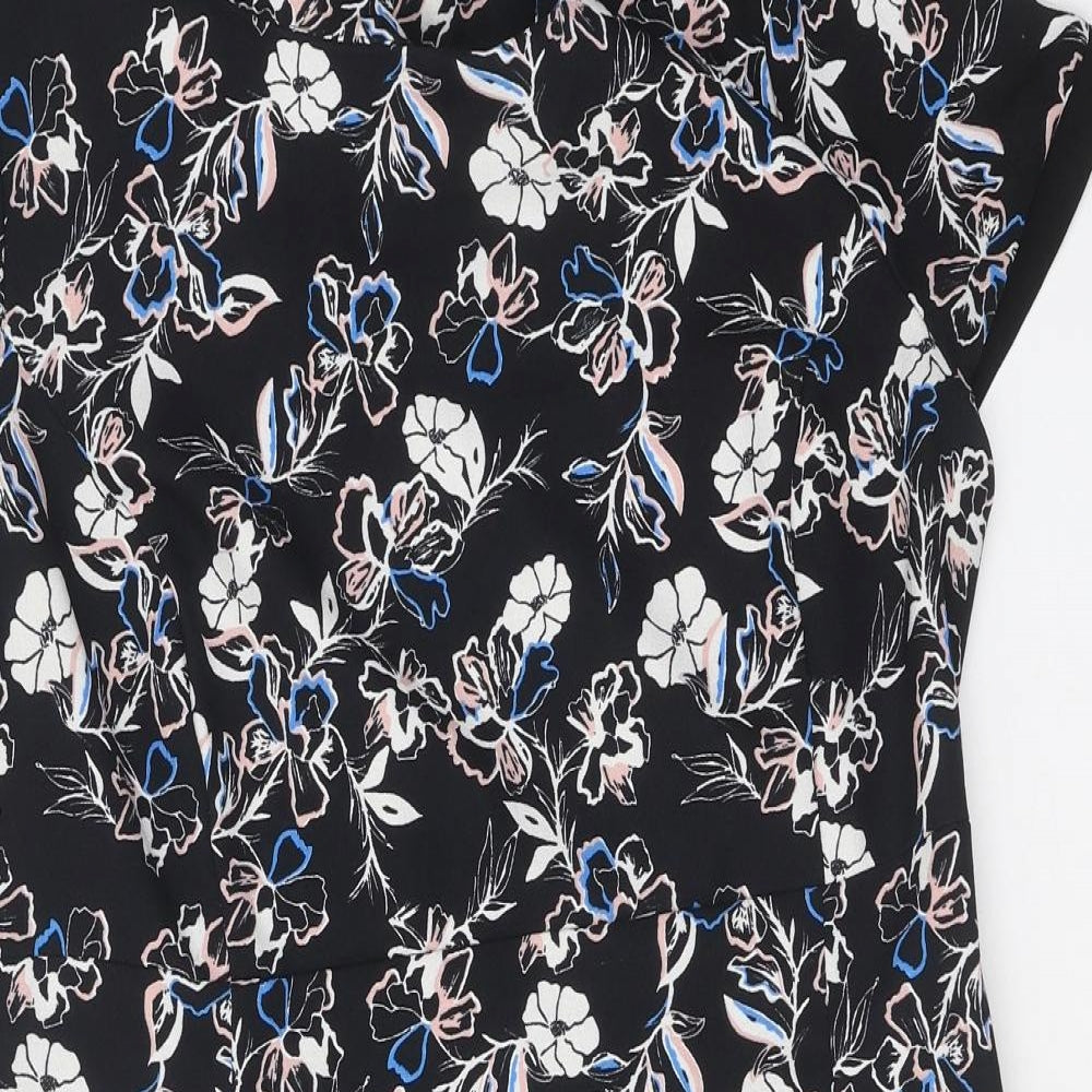 George Womens Black Floral Viscose Shift One Size Round Neck Zip