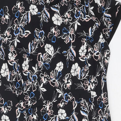George Womens Black Floral Viscose Shift One Size Round Neck Zip