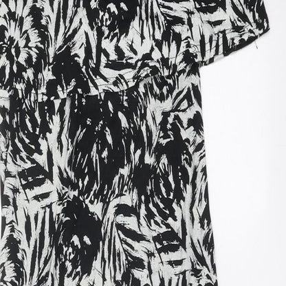 Select Womens Black Floral Viscose Fit & Flare Size 8 Round Neck Pullover