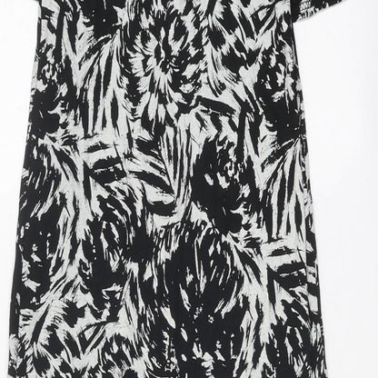 Select Womens Black Floral Viscose Fit & Flare Size 8 Round Neck Pullover