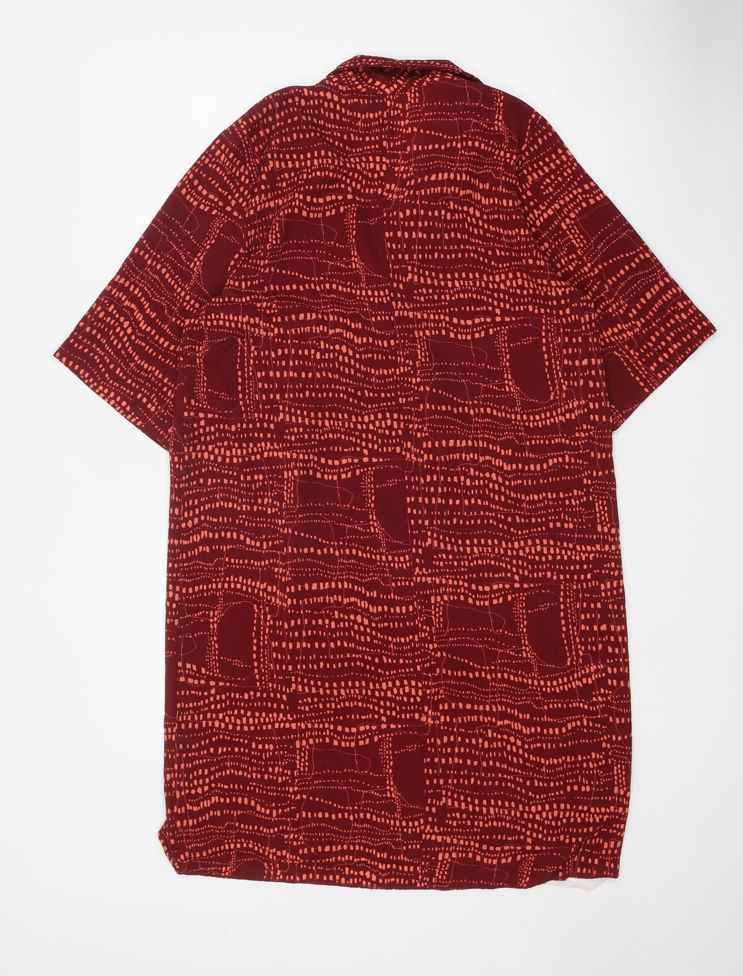 Monki Womens Red Geometric Polyester Shift Size S Collared Button