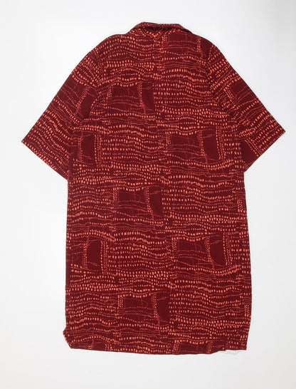 Monki Womens Red Geometric Polyester Shift Size S Collared Button