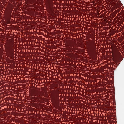 Monki Womens Red Geometric Polyester Shift Size S Collared Button