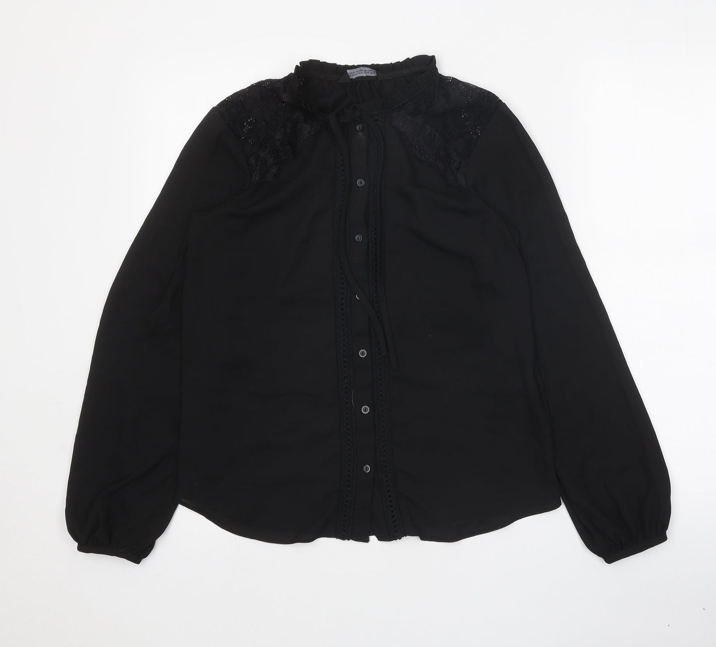 Womens UK Size 10 Dorothy Perkins Black Basic Button-Up