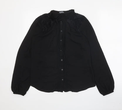Womens UK Size 10 Dorothy Perkins Black Basic Button-Up
