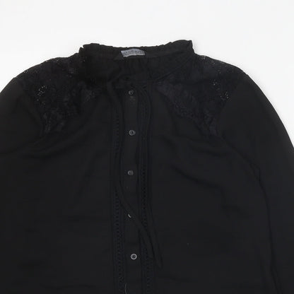 Womens UK Size 10 Dorothy Perkins Black Basic Button-Up