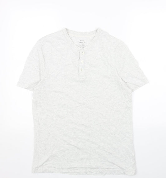 Marks and Spencer Mens Grey Cotton T-Shirt Size S Round Neck