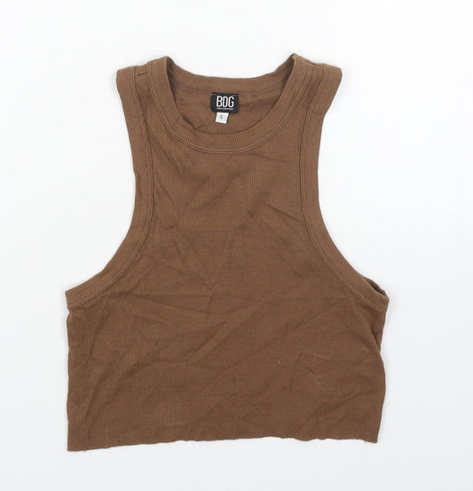 BDG Womens Brown Cotton Cropped Tank Size S Round Neck