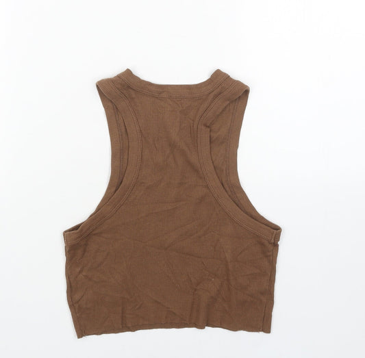 BDG Womens Brown Cotton Cropped Tank Size S Round Neck