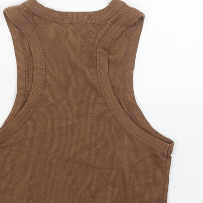 BDG Womens Brown Cotton Cropped Tank Size S Round Neck