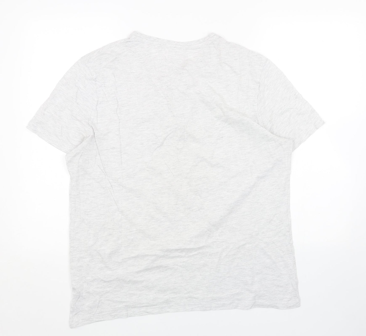 F&F Girls Grey Cotton Basic T-Shirt Size L V-Neck Button