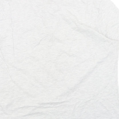 F&F Girls Grey Cotton Basic T-Shirt Size L V-Neck Button