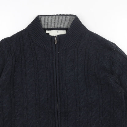 2ND CHAPTER Mens Blue High Neck Acrylic Full Zip Jumper Size S Long Sleeve