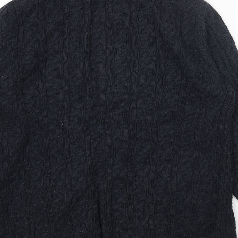 2ND CHAPTER Mens Blue High Neck Acrylic Full Zip Jumper Size S Long Sleeve