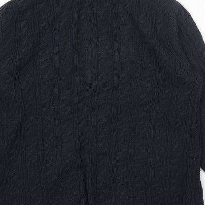 2ND CHAPTER Mens Blue High Neck Acrylic Full Zip Jumper Size S Long Sleeve