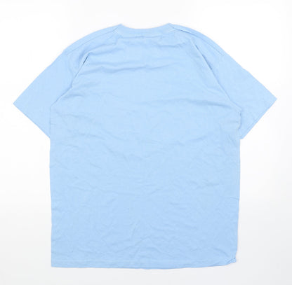 Fruit of the Loom Womens Blue Cotton Basic T-Shirt Size M Round Neck
