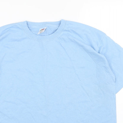Fruit of the Loom Womens Blue Cotton Basic T-Shirt Size M Round Neck