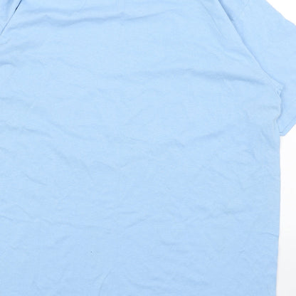 Fruit of the Loom Womens Blue Cotton Basic T-Shirt Size M Round Neck