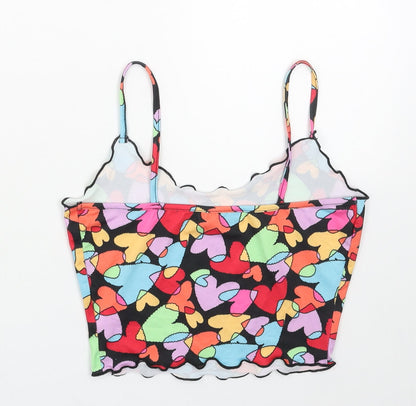 SheIn Womens Multicoloured Geometric Polyester Cropped Tank Size S Scoop Neck - Heart Pattern