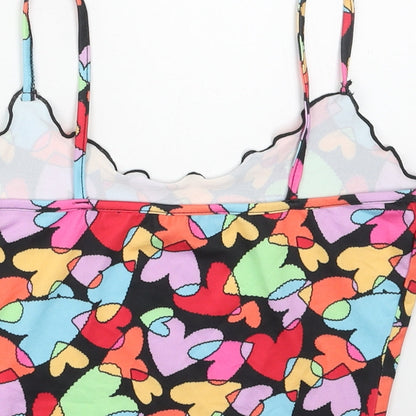 SheIn Womens Multicoloured Geometric Polyester Cropped Tank Size S Scoop Neck - Heart Pattern