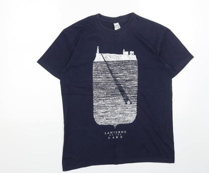Womens UK Size M Gildan Blue Basic T-Shirt