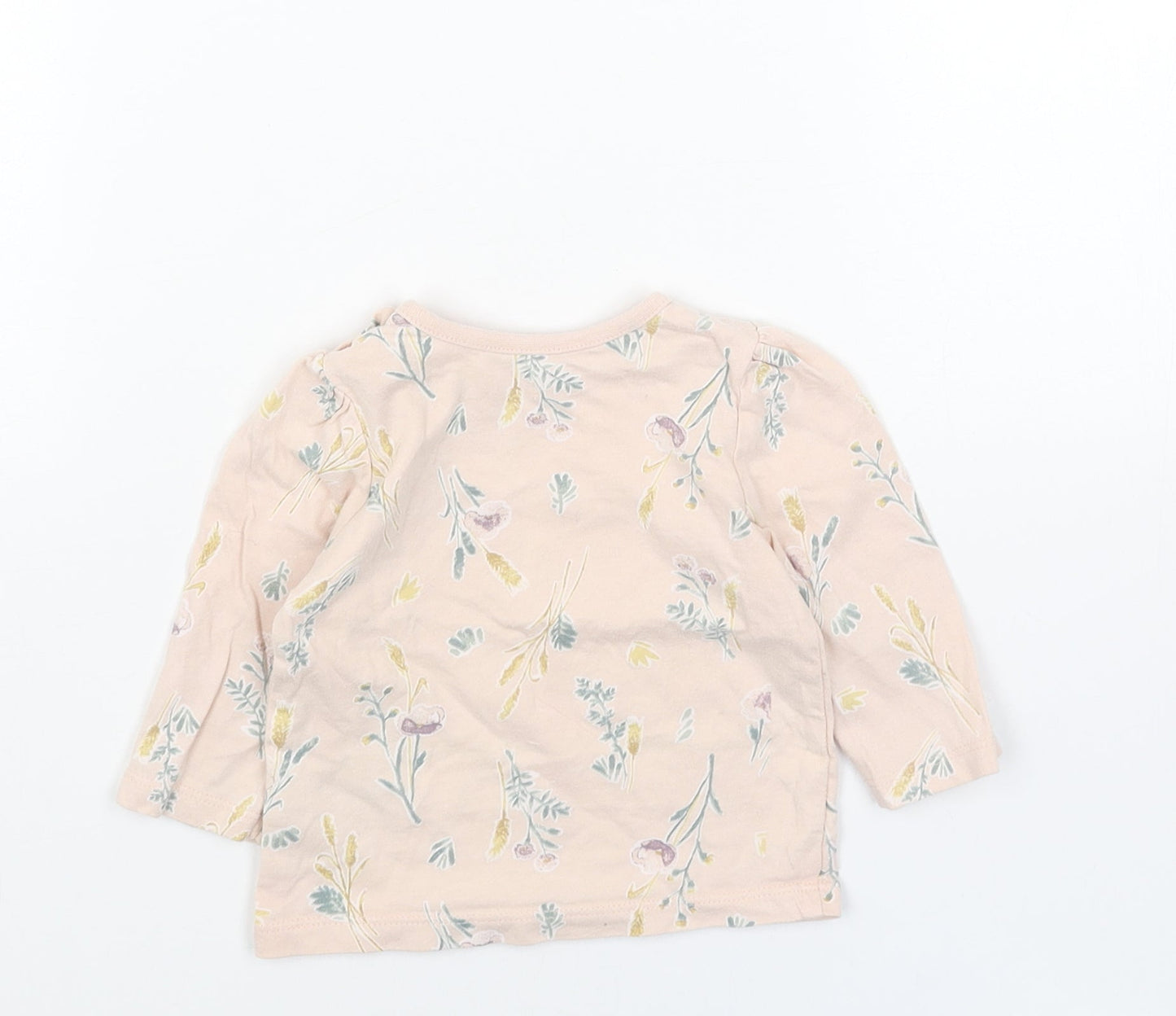 Nutmeg Pink Floral Cotton Basic T-Shirt Size 3-6 Months Round Neck Snap