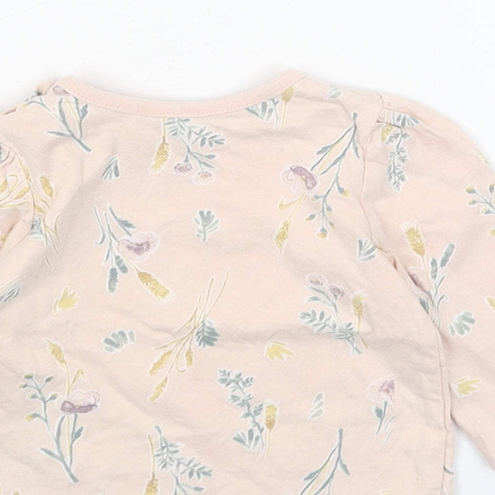 Nutmeg Pink Floral Cotton Basic T-Shirt Size 3-6 Months Round Neck Snap
