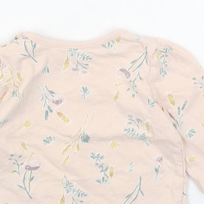 Nutmeg Pink Floral Cotton Basic T-Shirt Size 3-6 Months Round Neck Snap