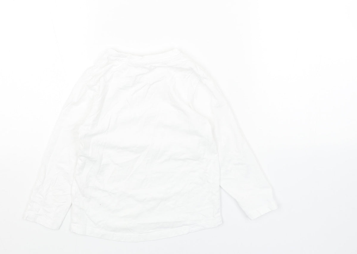 Studio Girls White Cotton Basic T-Shirt Size 3-4 Years Round Neck Pullover