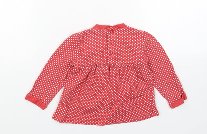 TU Girls Red Geometric Cotton Jumper Dress Size 6-9 Months Round Neck Button