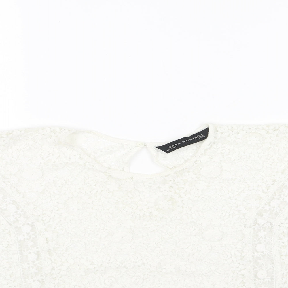 Womens UK Size M Zara White Cropped Tank