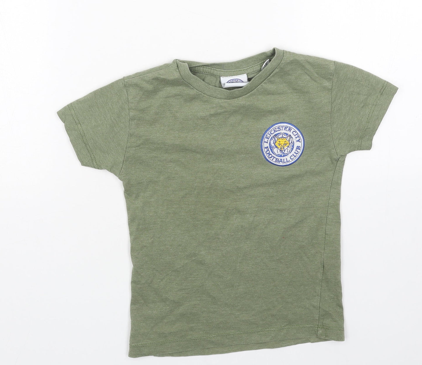 Leicester Football Club Boys Green Cotton Basic T-Shirt Size 4 Years Scoop Neck Pullover
