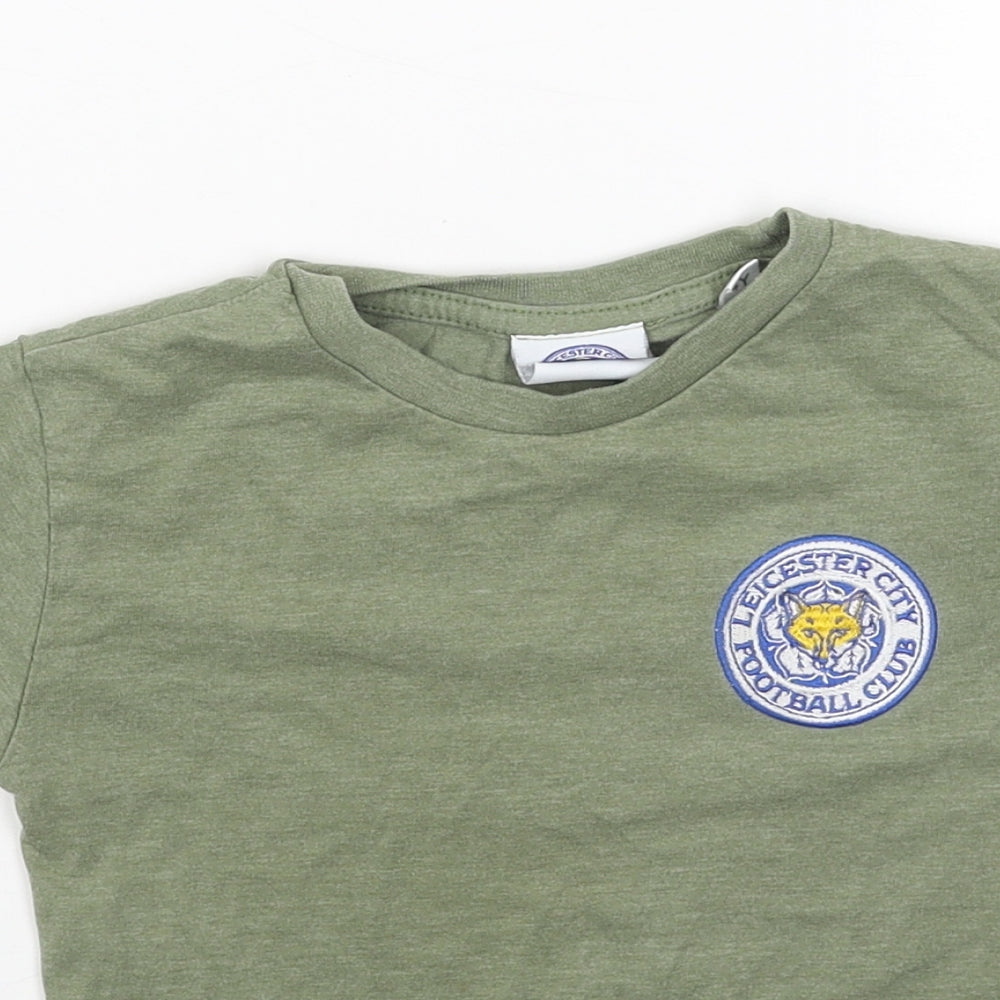 Leicester Football Club Boys Green Cotton Basic T-Shirt Size 4 Years Scoop Neck Pullover