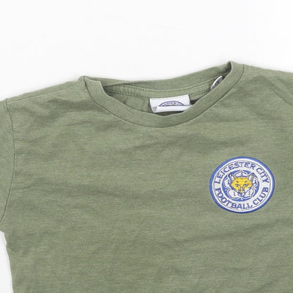 Leicester Football Club Boys Green Cotton Basic T-Shirt Size 4 Years Scoop Neck Pullover