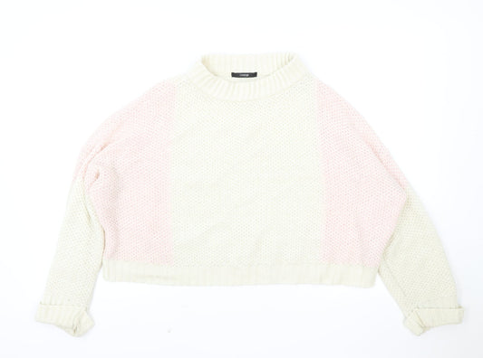 George Womens Ivory Round Neck Cotton Pullover Jumper Size 14 - Cropped