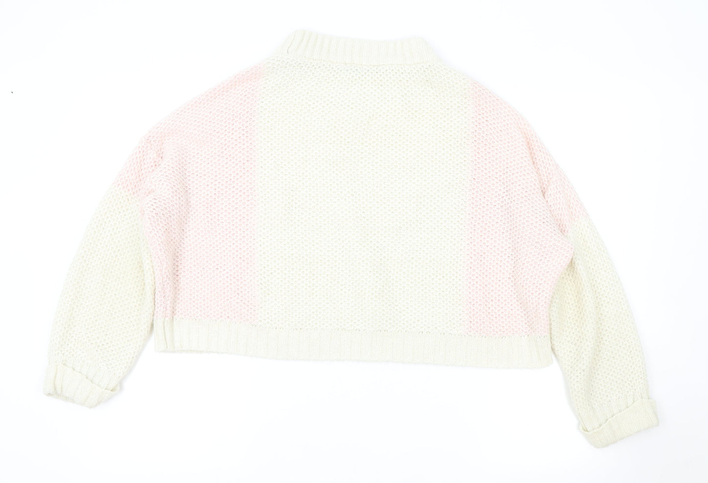 George Womens Ivory Round Neck Cotton Pullover Jumper Size 14 - Cropped